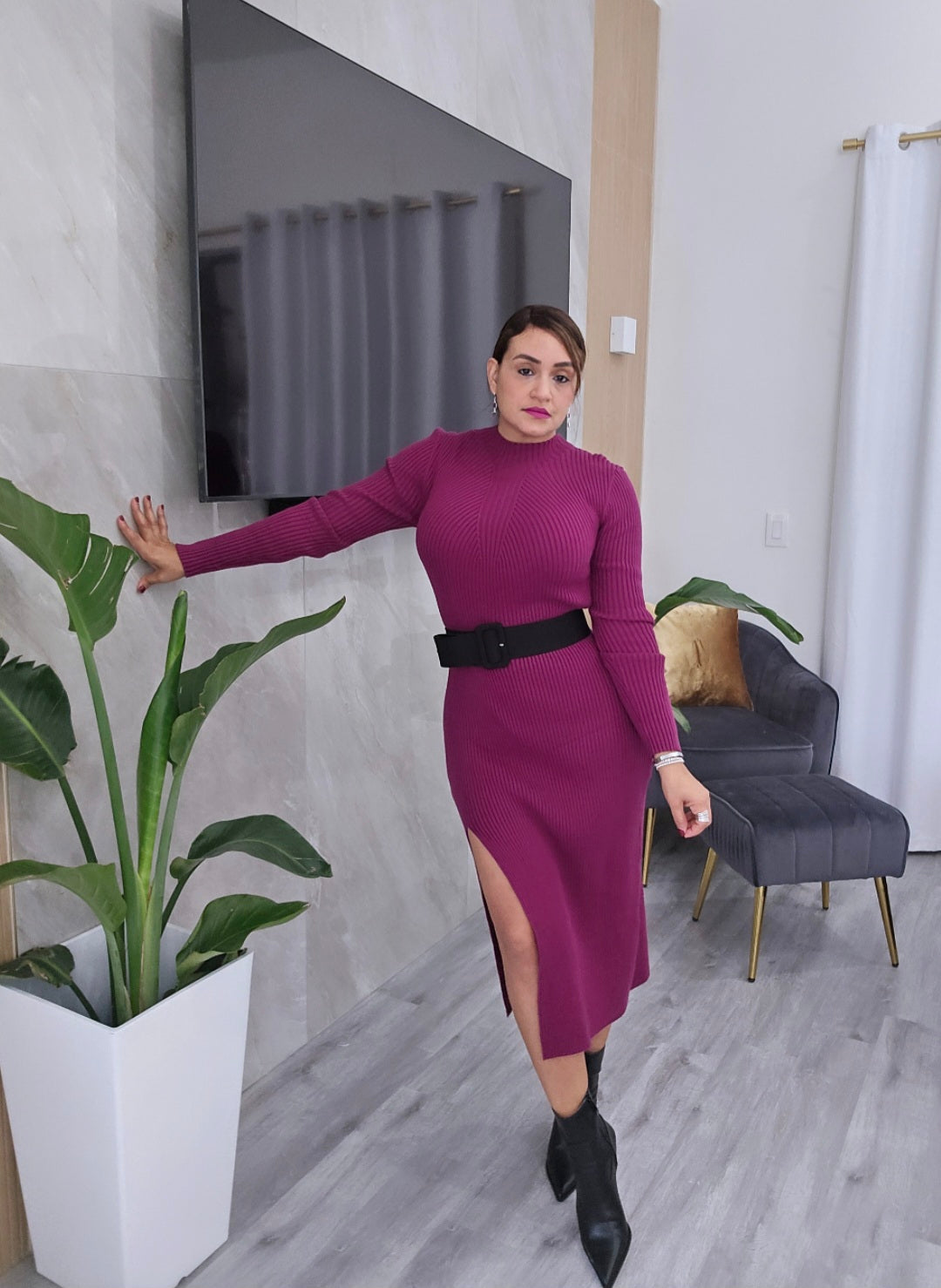 Magenta sweater dress best sale