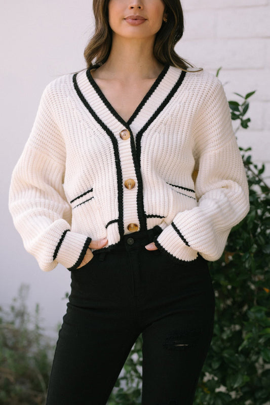 Beige and Black Cardigan