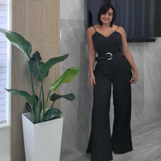 Wide Leg Black Jumpsuit